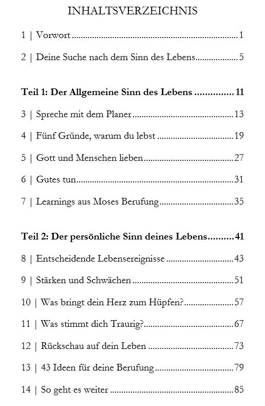 Sinn des Lebens Buch Inhalt