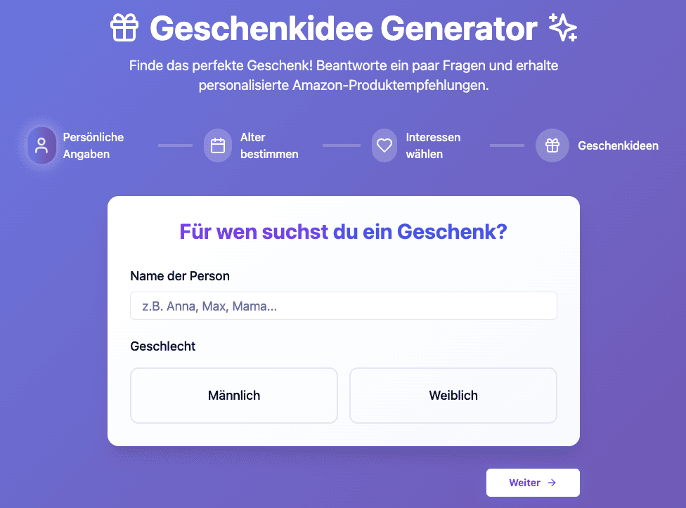 was soll ich schenken Geschenkidee Generator